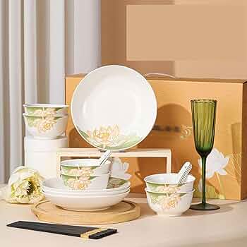 Amazon.co.jp: 蓮の花 食器セット 碗皿セット 9点セット 22点